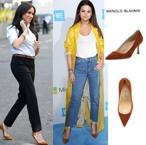 Manolo Blahnik Suede Cognac Heels